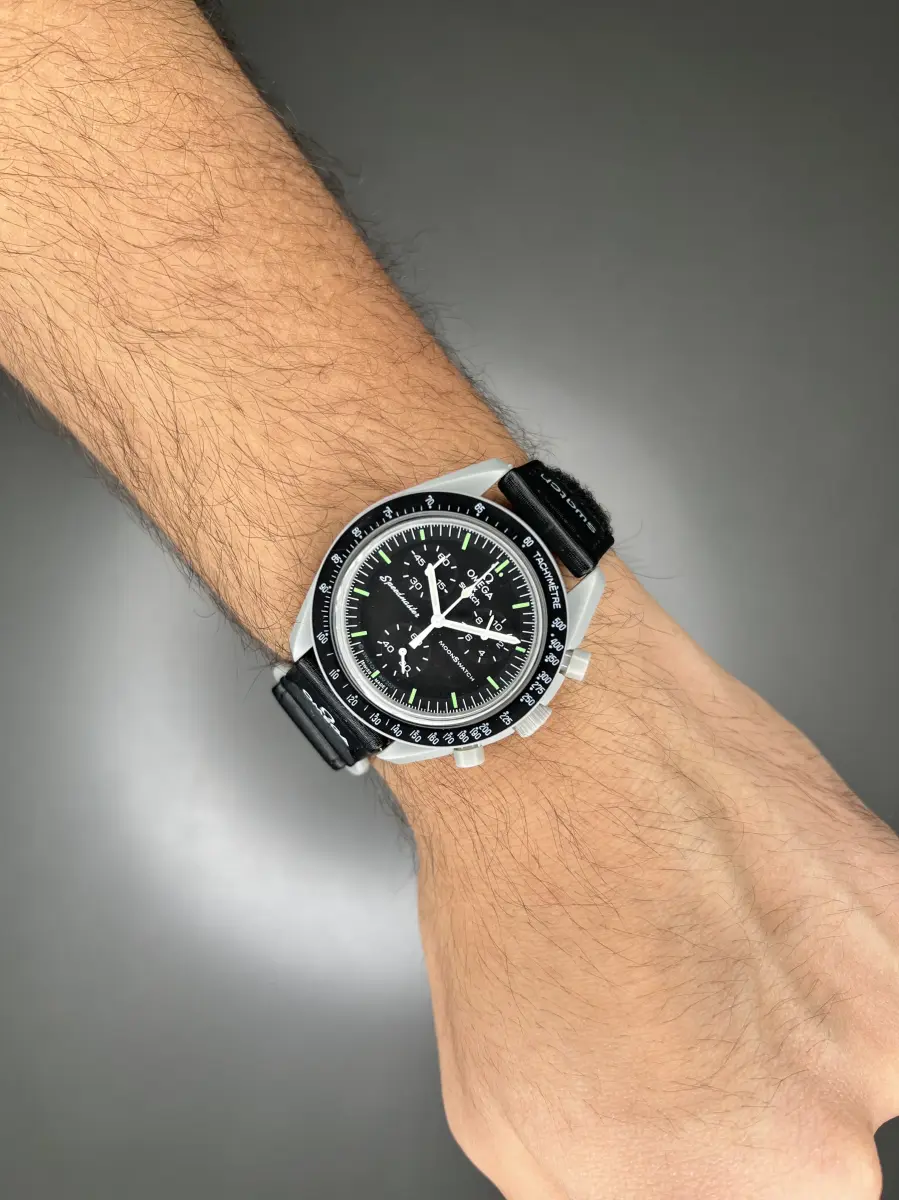 ساعت مچی امگا سواچ ماموریت به ماه ایندکس سبز Omega x Swatch Mision to the Moon