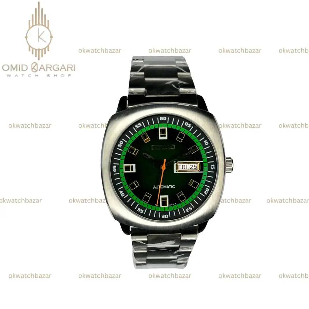 ساعت مچی سیکو مربعی سیلور صفحه سبز Seiko Recraft