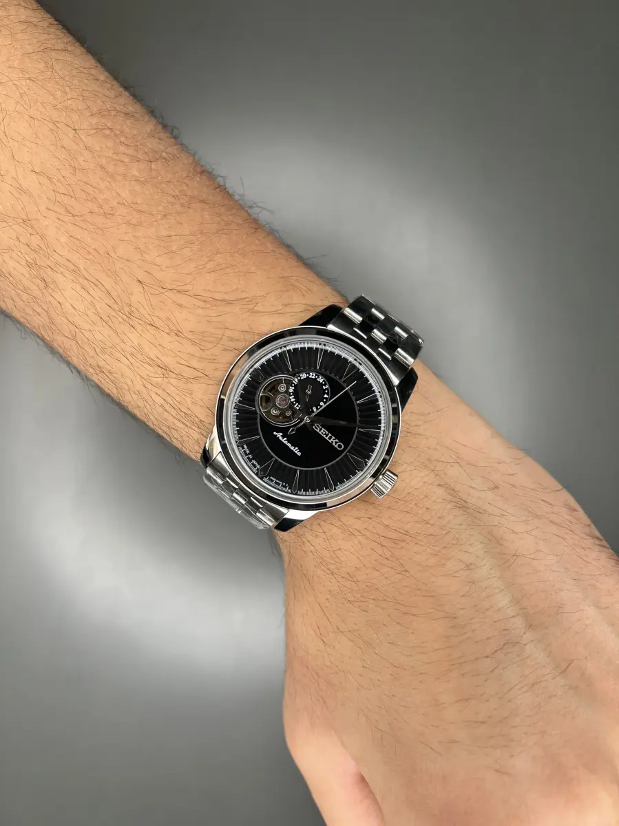 ساعت مچی سیکو پریسیج اتوماتیک صفحه مشکی اوپن هارت Seiko Presage