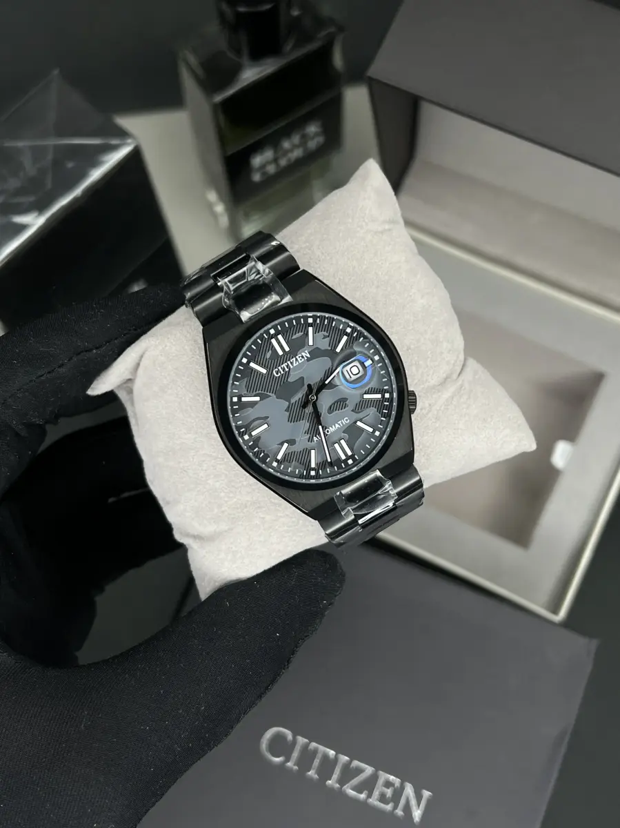 ساعت مچی سیتیزن سویوسا اتوماتیک تمام مشکی طرحدار  Citizen Tsuyosa NJ0155-87E