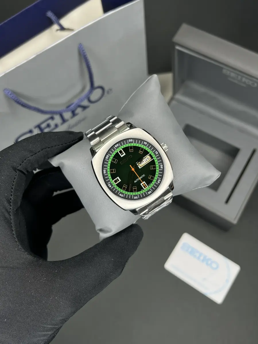 ساعت مچی سیکو مربعی سیلور صفحه سبز Seiko Recraft