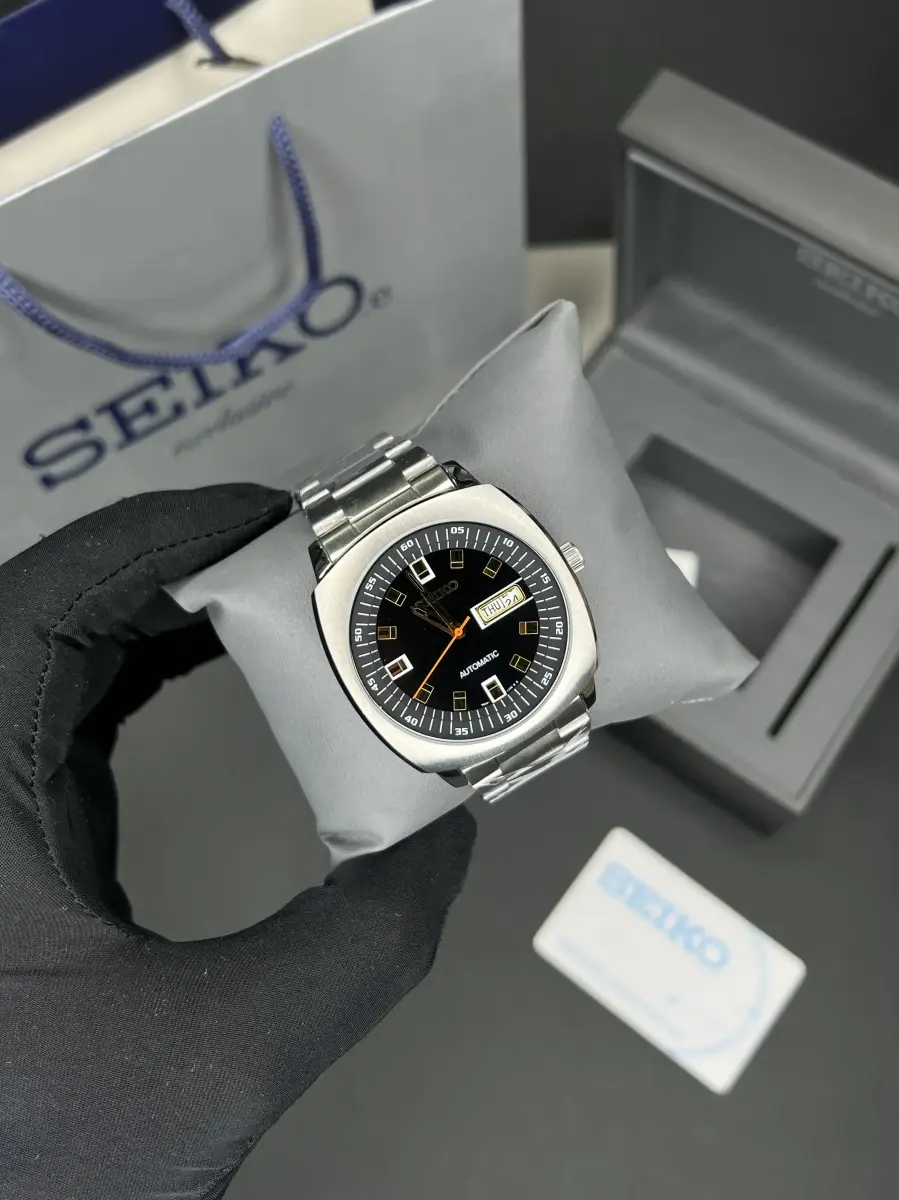 ساعت مچی سیکو مربعی سیلور صفحه مشکی Seiko Recraft