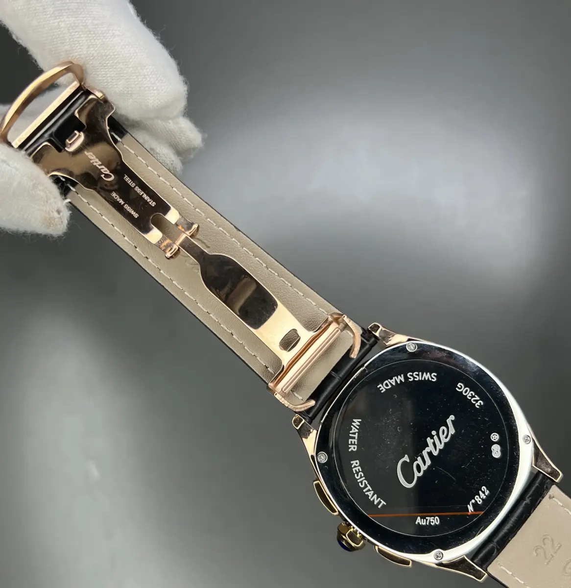 ساعت مچی کارتیه کورنوگراف بند چرمی صفحه سبز Cartier