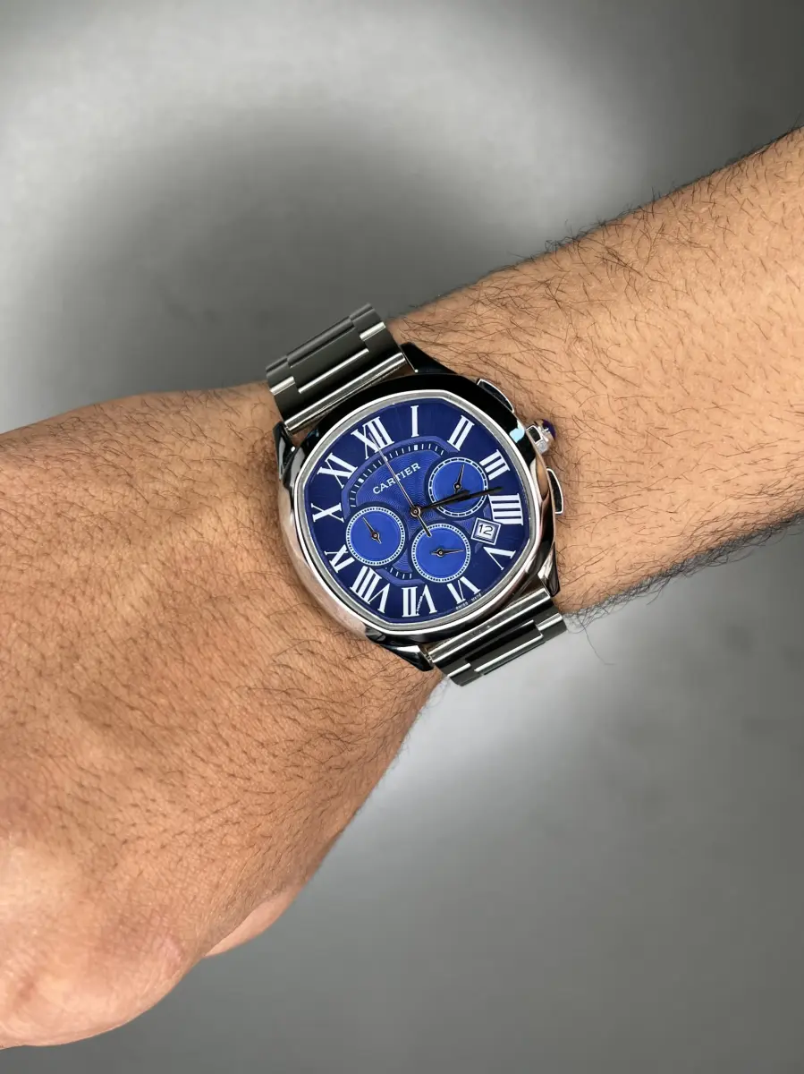 ساعت مچی کارتیه کورنوگراف بند سیلور صفحه آبی Cartier