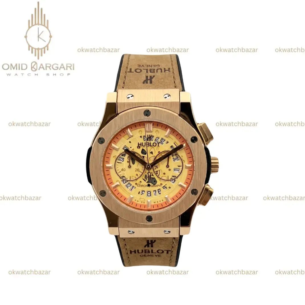 ساعت مچی هابلوت کلاسیک فیوژن کورنوگراف بند شتری صفحه اسکلتون Hublot Classic Fusion