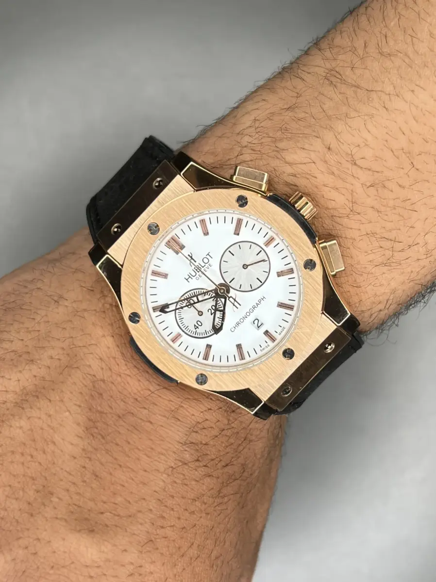 ساعت مچی هابلوت کلاسیک فیوژن کورنوگراف بند جیر مشکی مردانه Hublot Classic Fusion