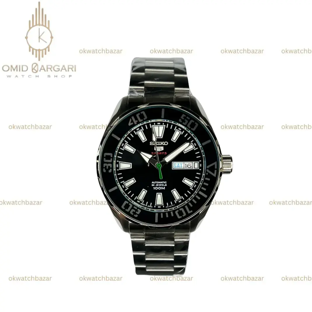 ساعت مچی سیکو 5 بند سیلور صفحه سبز Seiko 5