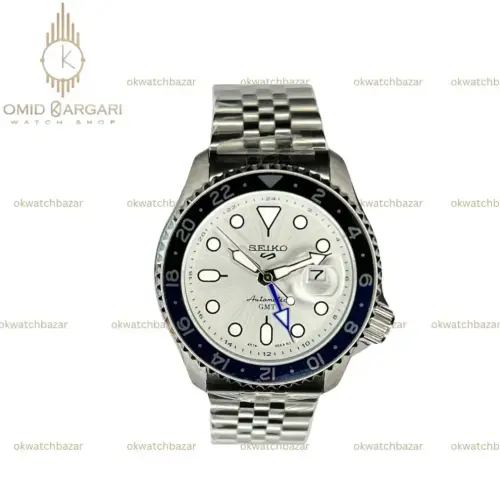 ساعت مچی سیکو 5 بند سیلور صفحه سفید Seiko 5 GMT