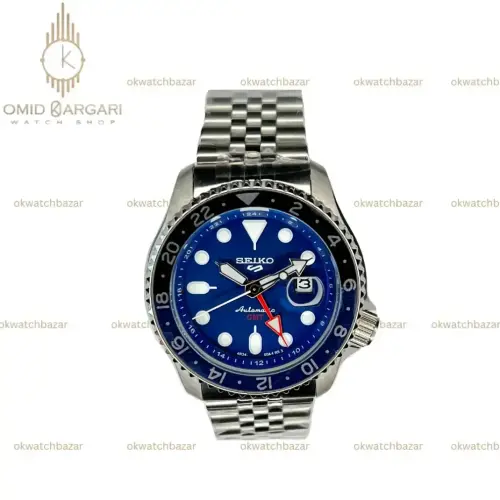 ساعت مچی سیکو 5 بند سیلور صفحه سرمه ای Seiko 5 GMT