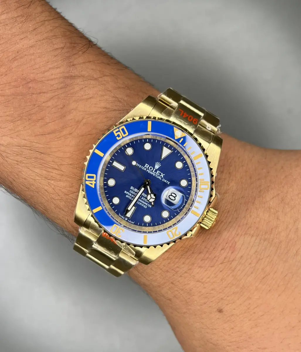 ساعت مچی رولکس سابمارینر سوئیسی طلایی صفحه سرمه ای Rolex Submariner