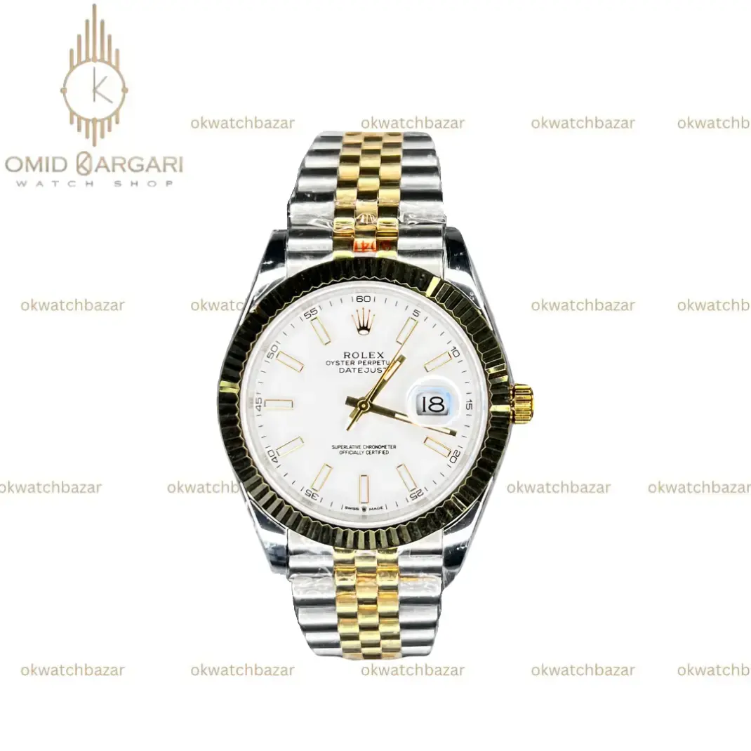 ساعت مچی رولکس دیت جاست سوئیسی سیلورطلایی صفحه سفید Rolex Datejust