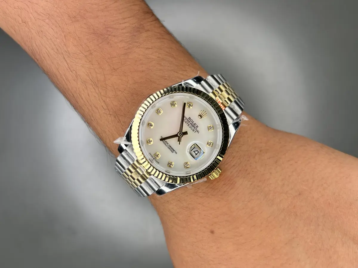 ساعت مچی رولکس دیت جاست سوئیسی سیلورطلایی ایندکس نگین دار Rolex Datejust