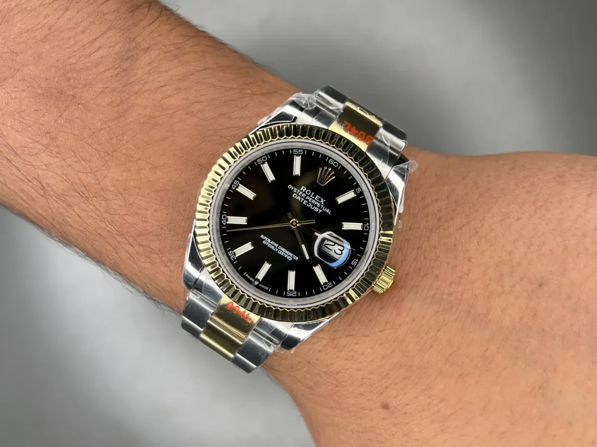 ساعت مچی رولکس دیت جاست اویستر سوئیسی سیلورطلایی صفحه مشکی Rolex Datejust