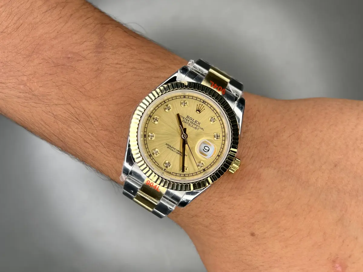 ساعت مچی رولکس دیت جاست سوئیسی ایندکس نگین صفحه طلایی Rolex Datejust