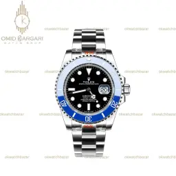 ساعت مچی رولکس سابمارینر سوئیسی سیلور بزل آبی صفحه مشکی Rolex Submariner