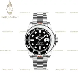 ساعت مچی رولکس سابمارینر سوئیسی سیلور صفحه مشکی Rolex Submariner