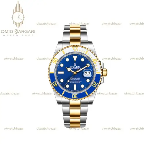 ساعت مچی رولکس سابمارینر سوئیسی سیلورطلایی صفحه سرمه ای Rolex Submariner