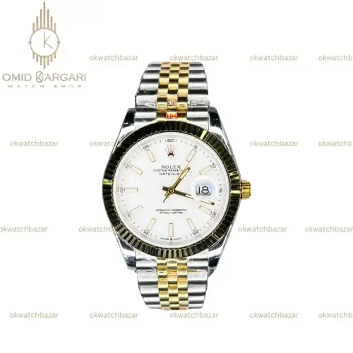 ساعت مچی رولکس دیت جاست سوئیسی سیلورطلایی صفحه سفید Rolex Datejust