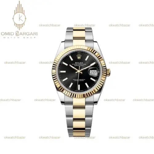 ساعت مچی رولکس دیت جاست اویستر سوئیسی سیلورطلایی صفحه مشکی Rolex Datejust