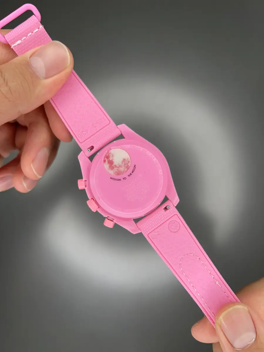ساعت مچی امگا سواچ بند رابر ماموریت به ماه صورتی Omega x Swatch Mision to the Pink Moonphase Rubber