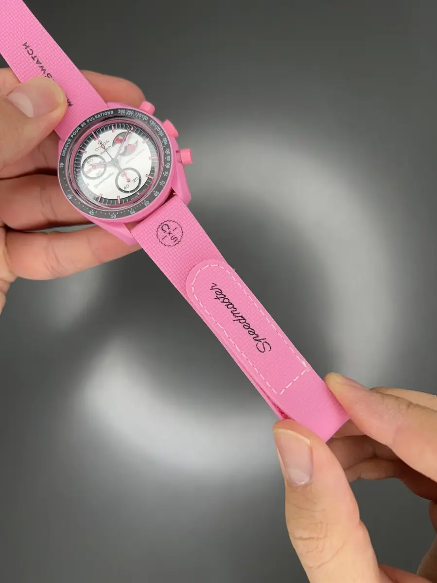 ساعت مچی امگا سواچ بند رابر ماموریت به ماه صورتی Omega x Swatch Mision to the Pink Moonphase Rubber