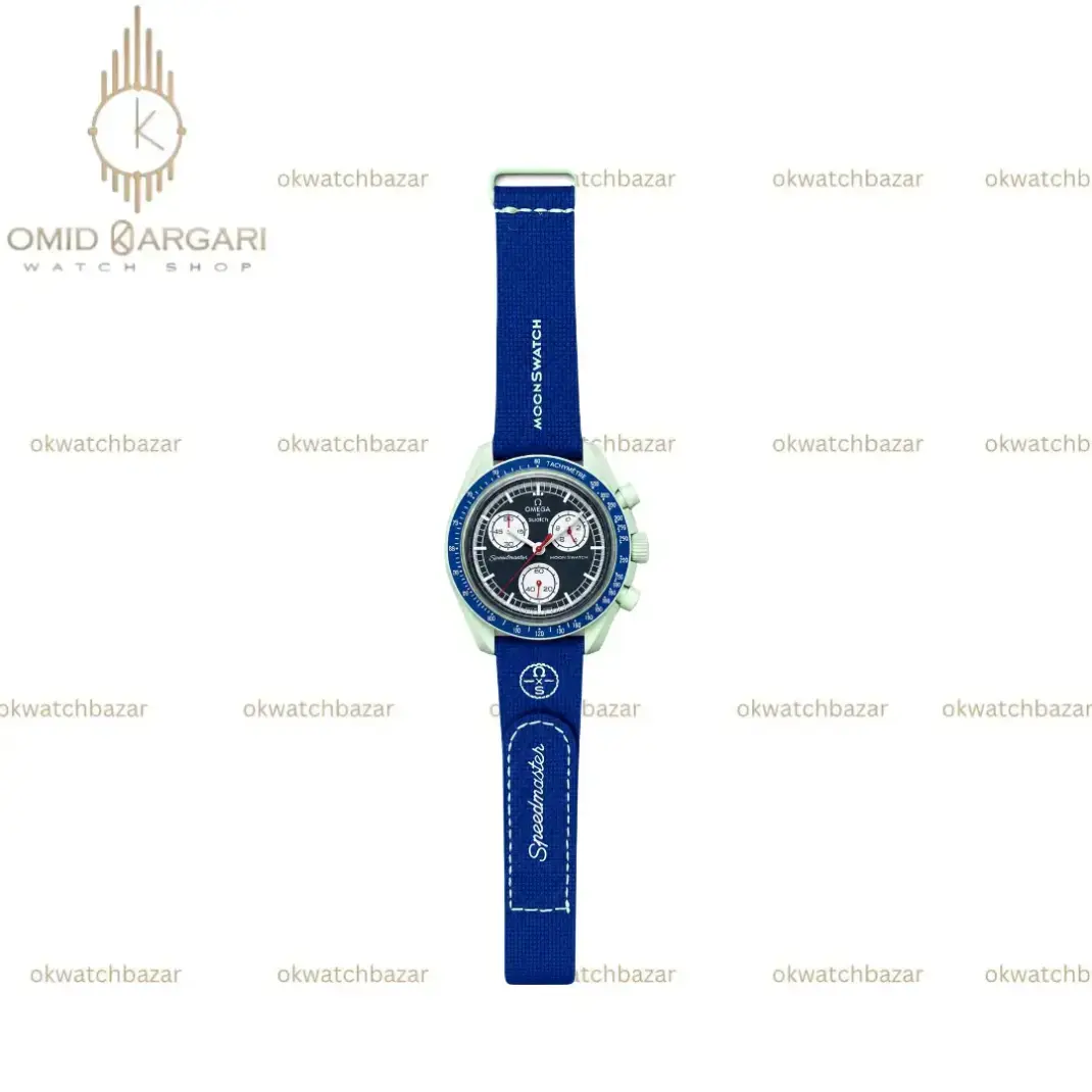 ساعت مچی امگا سواچ بند رابر آبی ماموریت به زمین Omega x Swatch Mision to the earth Rubber