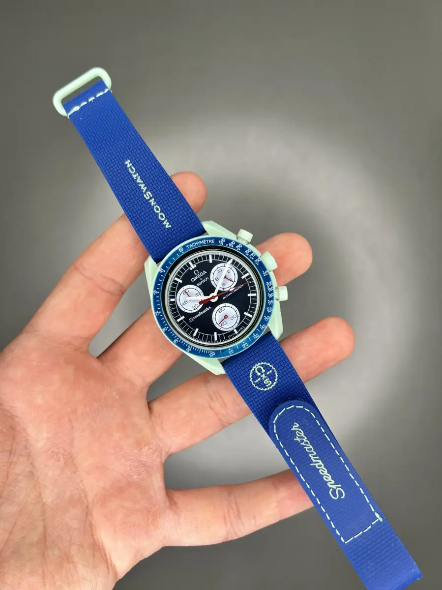 ساعت مچی امگا سواچ بند رابر آبی ماموریت به زمین Omega x Swatch Mision to the earth Rubber
