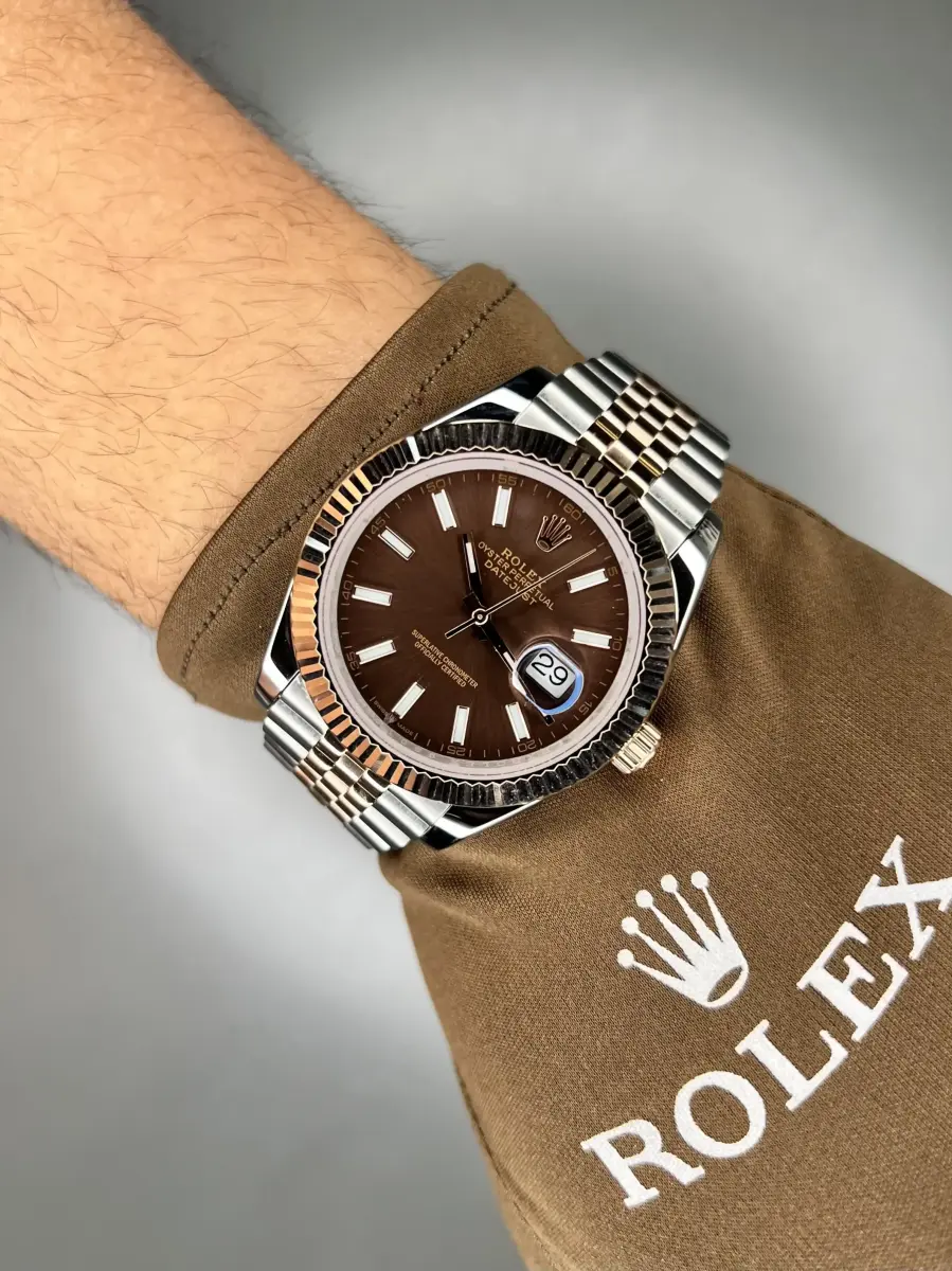 ساعت مچی رولکس دیت جاست سوئیسی سیلوررزگلد صفحه چاکلت Rolex Datejust