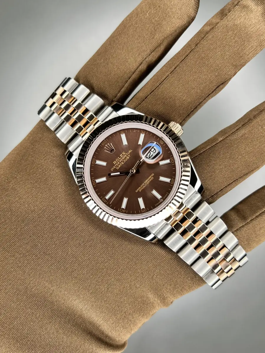 ساعت مچی رولکس دیت جاست سوئیسی سیلوررزگلد صفحه چاکلت Rolex Datejust