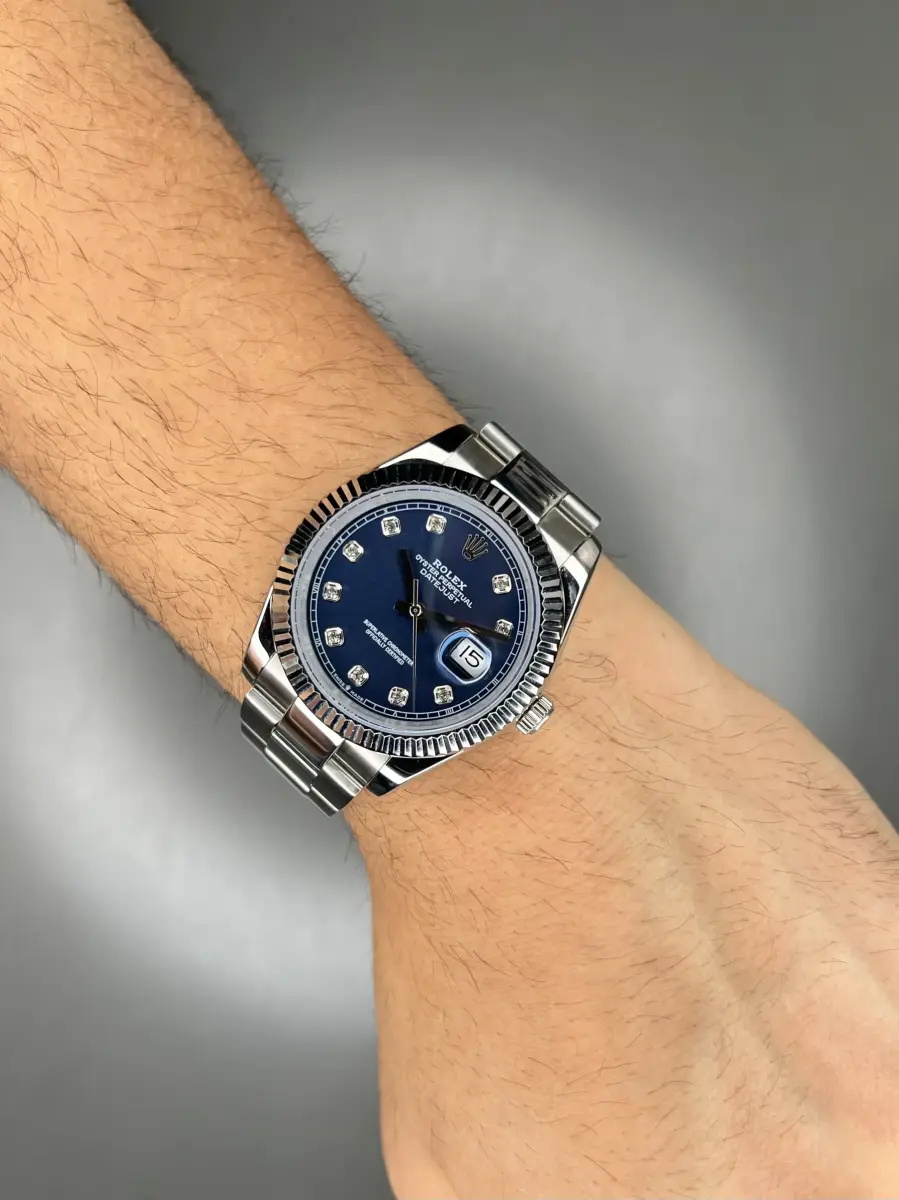 ساعت مچی رولکس سوئیسی سیلور ایندکس نگین صفحه سرمه ای Rolex Datejust