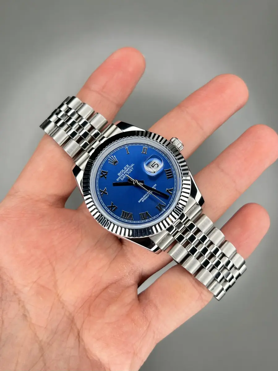 ساعت مچی رولکس سوئیسی سیلور صفحه سرمه ای ایندکس یونانی Rolex Datejust