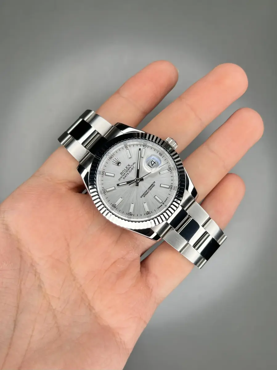 ساعت مچی رولکس سوئیسی بند اویستر سیلور صفحه طوسی Rolex Datejust