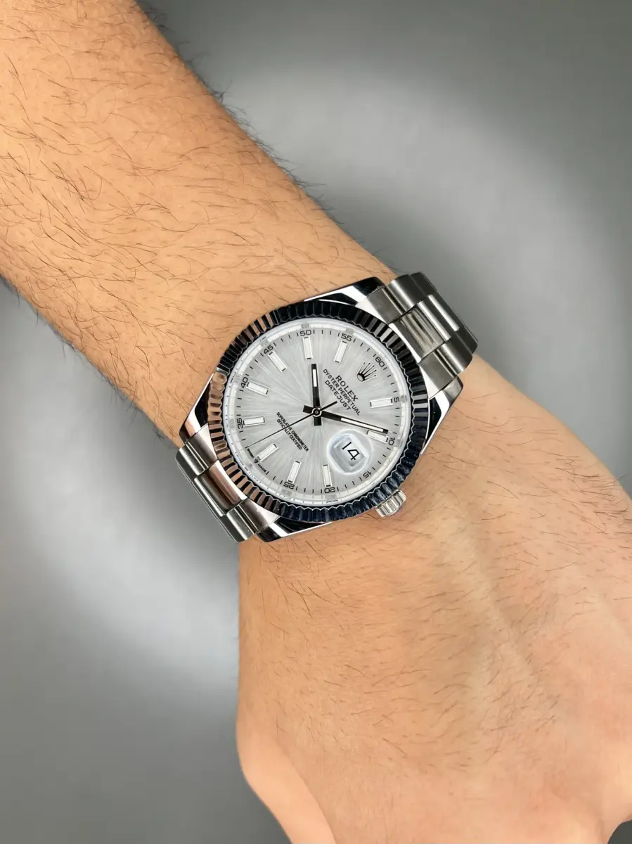 ساعت مچی رولکس سوئیسی بند اویستر سیلور صفحه طوسی Rolex Datejust