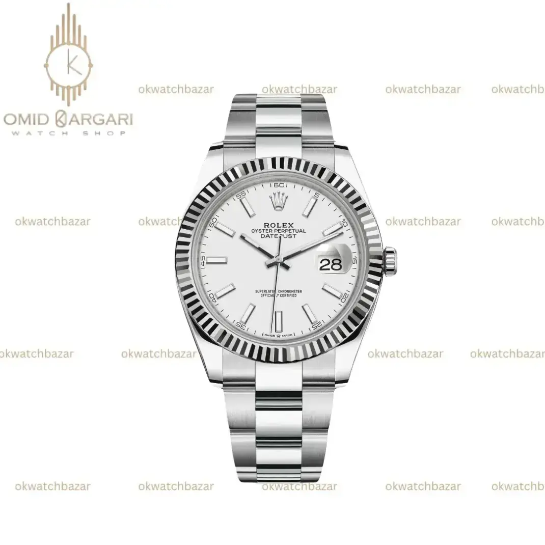 ساعت مچی رولکس سوئیسی سیلور بند اویستر صفحه سفید Rolex Datejust