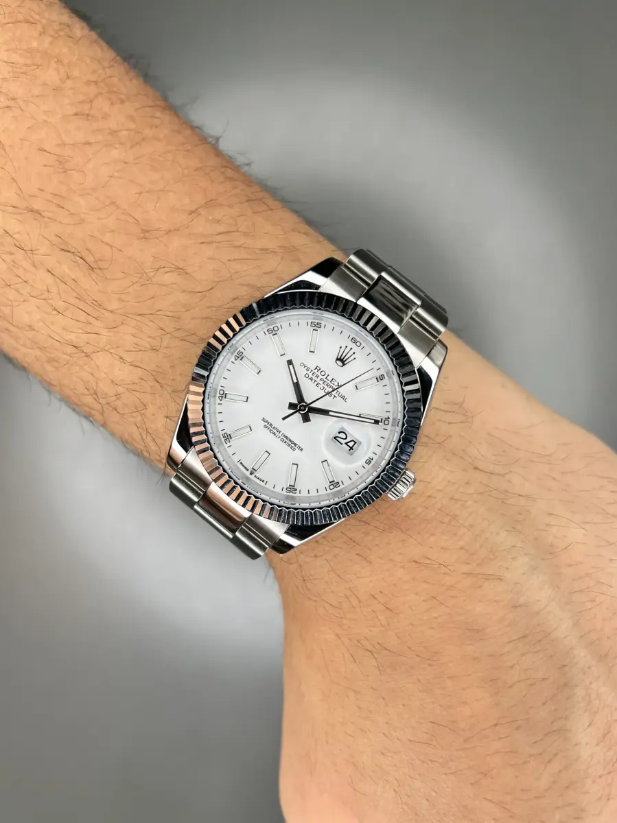 ساعت مچی رولکس سوئیسی سیلور بند اویستر صفحه سفید Rolex Datejust