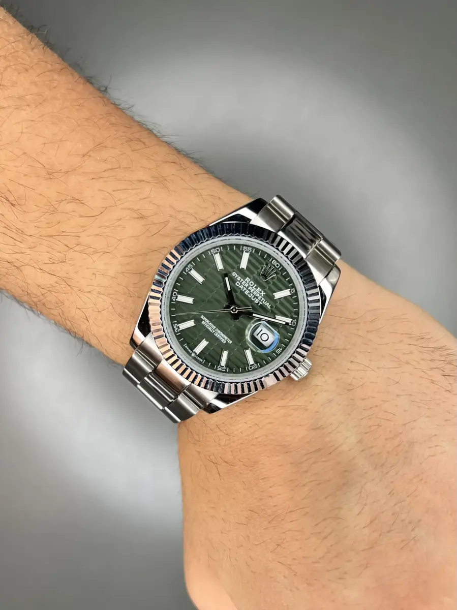 ساعت مچی رولکس سوئیسی سیلور صفحه سبز طرحدار Rolex Datejust