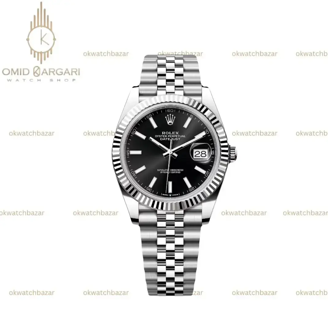 ساعت مچی رولکس سوئیسی سیلور بند جوبیلی صفحه مشکی Rolex Datejust