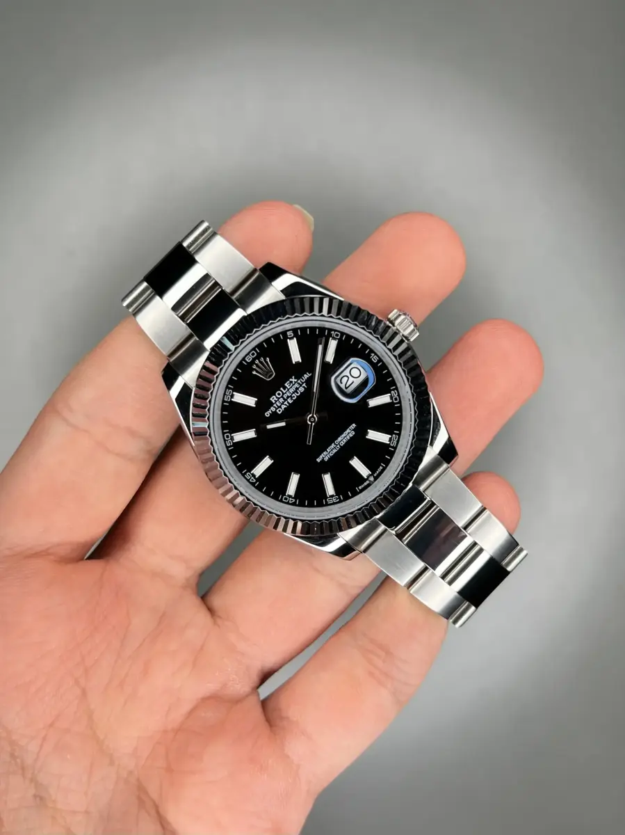 ساعت مچی رولکس سوئیسی بند اویستر سیلور صفحه مشکی Rolex Datejust
