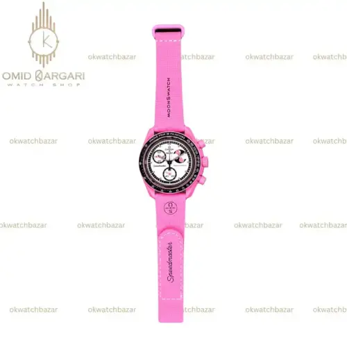 ساعت مچی امگا سواچ بند رابر ماموریت به ماه صورتی Omega x Swatch Mision to the Pink Moonphase Rubber