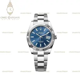 ساعت مچی رولکس سوئیسی سیلور صفحه سرمه ای طرحدار Rolex Datejust