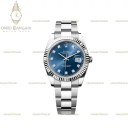 ساعت مچی رولکس سوئیسی سیلور ایندکس نگین صفحه سرمه ای Rolex Datejust