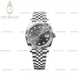 ساعت مچی رولکس سوئیسی سیلور ایندکس نگین صفحه خاکستری Rolex Datejust