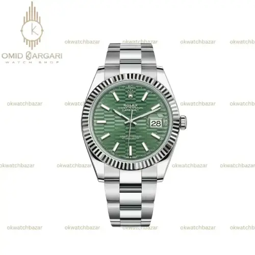 ساعت مچی رولکس سوئیسی سیلور صفحه سبز طرحدار Rolex Datejust