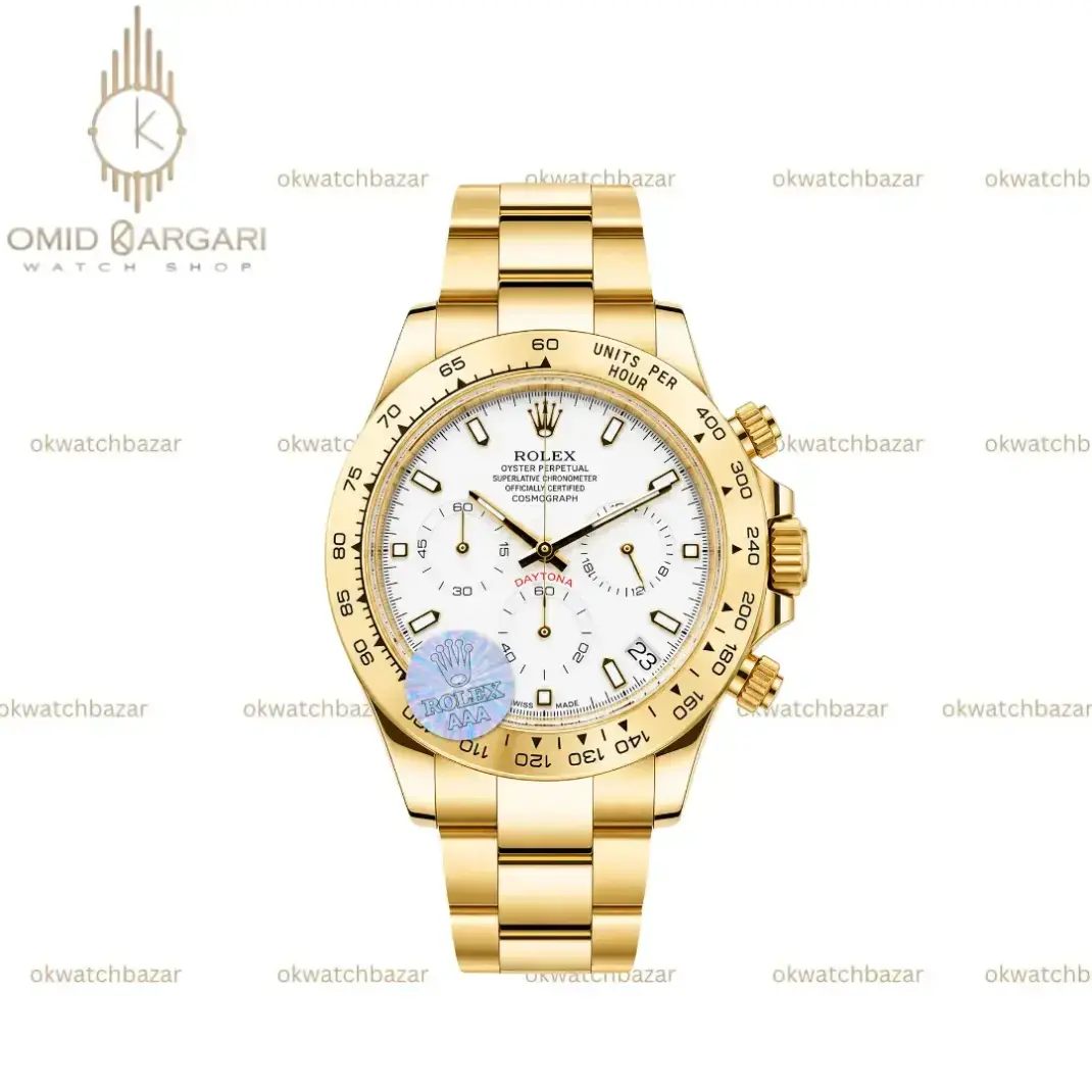 ساعت مچی رولکس دیتونا طلایی صفحه سفید Rolex Daytona