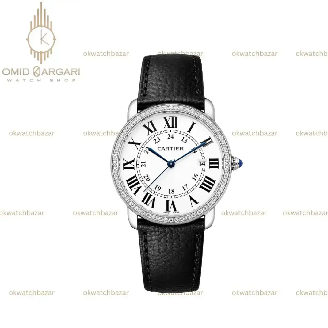 ساعت مچی کارتیه صفحه سفید قاب سیلور Cartier