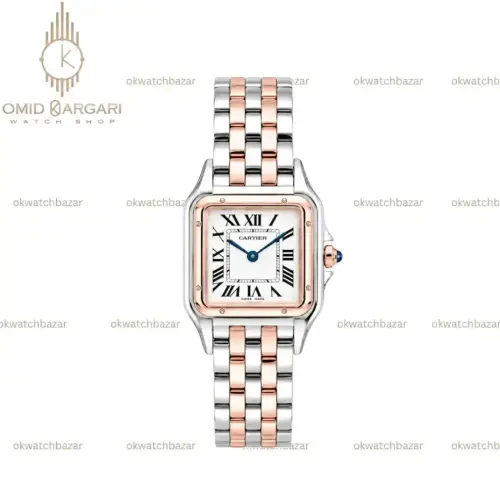 ساعت مچی کارتیه پنتر سیلوررزگلد صفحه سفید Cartier Panthere