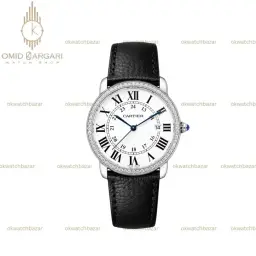 ساعت مچی کارتیه صفحه سفید قاب سیلور Cartier