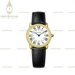 ساعت مچی کارتیه صفحه سفید قاب طلایی Cartier