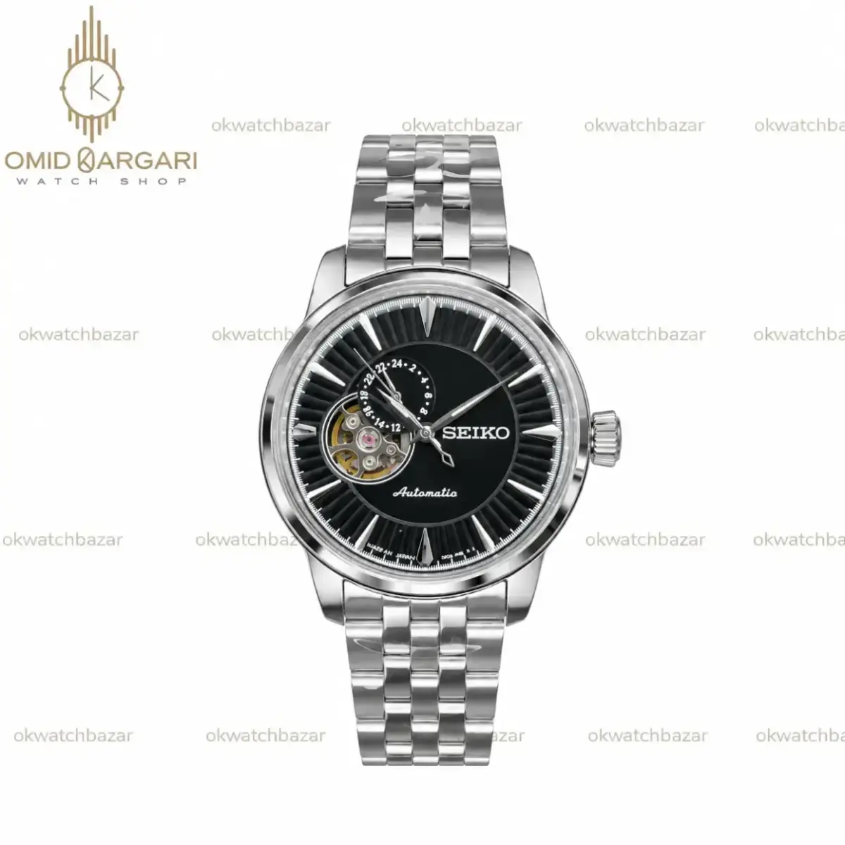 ساعت مچی سیکو پریسیج اتوماتیک صفحه مشکی اوپن هارت Seiko Presage