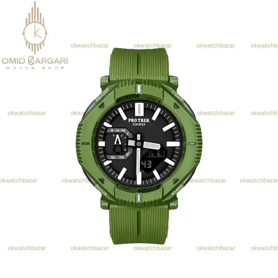 ساعت مچی کاسیو جی شاک پروترک بند رابر سبز Casio G-shock Protrek